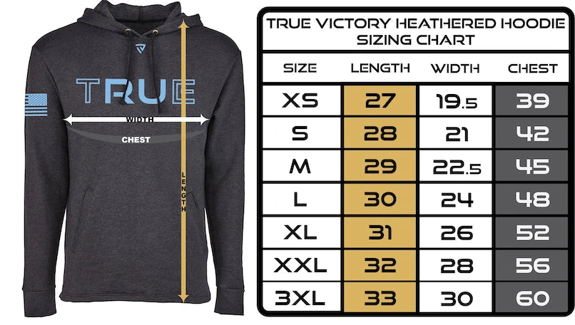 Men's Heathered Hoodie chart
