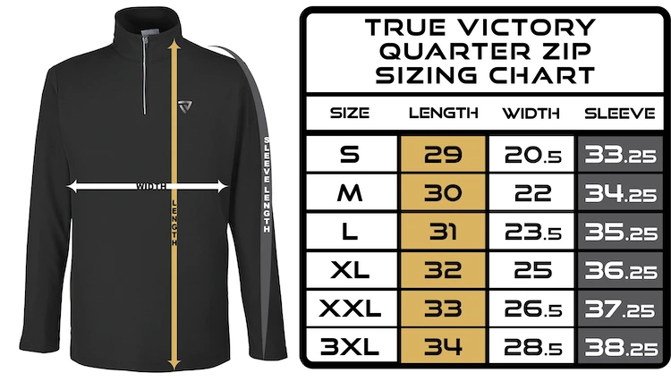 Men's Quarter Zip chart