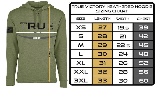 Women's Heathered Hoodie chart