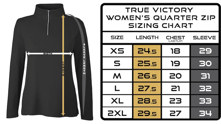 Women's Quarter Zip chart