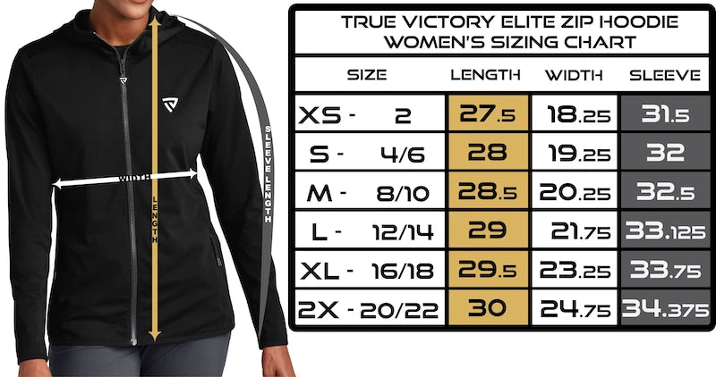 Women's Elite Full-Zip chart